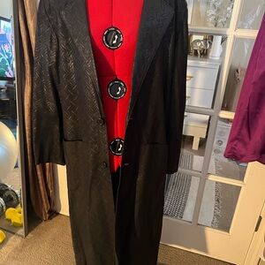 Stylish Black Leather Textured Coat